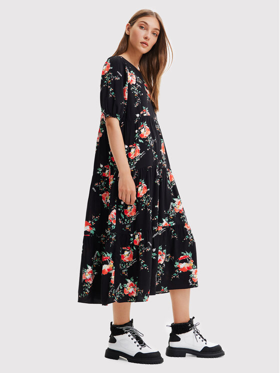 Desigual Desigual Vsakodnevna obleka Florencia 22WWVW60 Črna Relaxed Fit