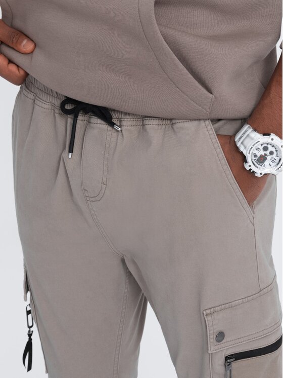 Ombre Ombre Joggery OM-PAJO-0125 Beżowy Cargo Fit