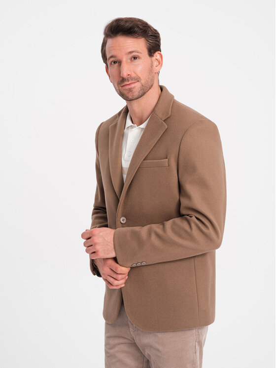 Ombre Ombre Marynarka OM-BLZB-0118 Brązowy Regular Fit