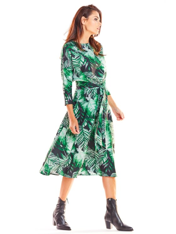 Awama Awama Sukienka codzienna A313 Zielony Basic Fit