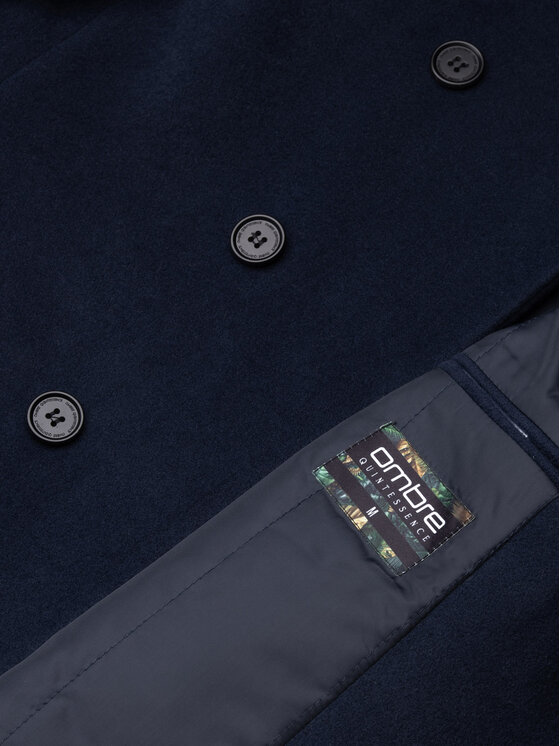 Ombre Ombre Kabát pro přechodné období OM-COWC-0102 Tmavomodrá Regular Fit