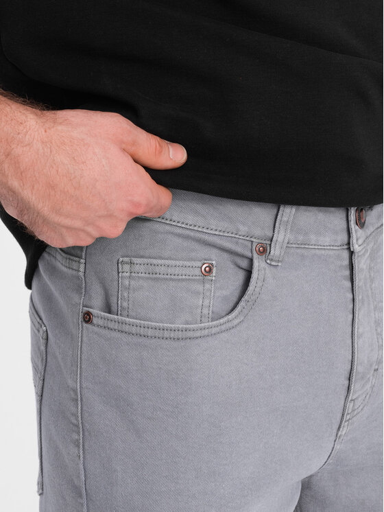 Ombre Ombre Jeansy OM-PADP-0148 Šedá Slim Fit