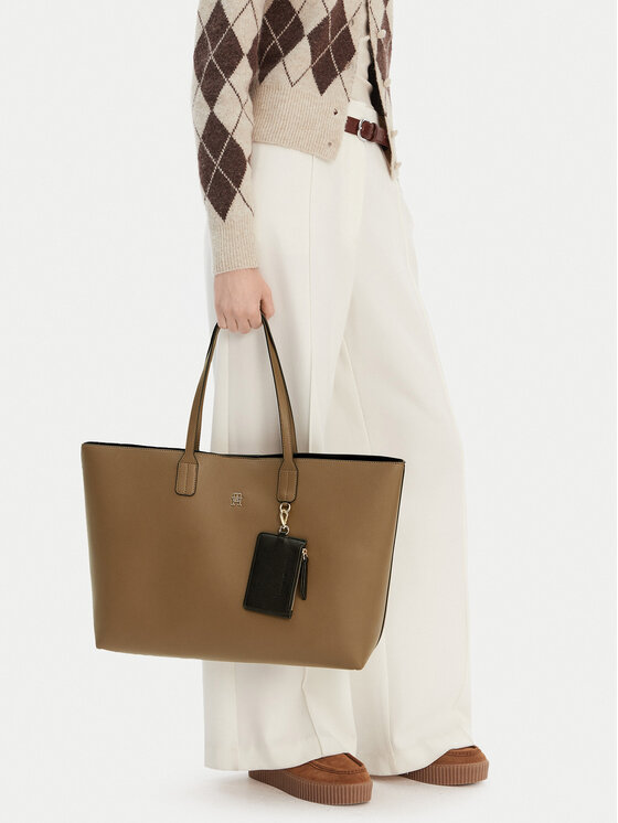 Tommy Hilfiger Kabelka Th Icon Tote AW0AW18173 Hnedá