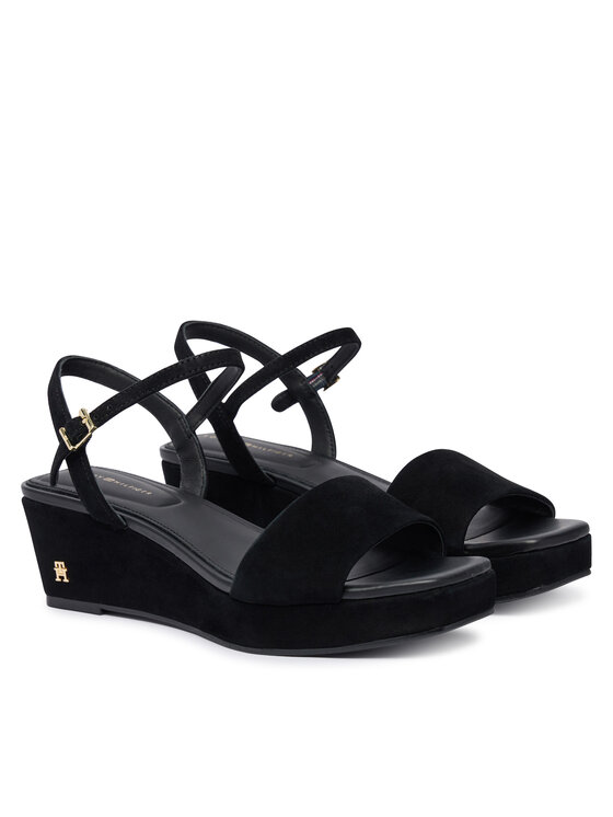 Tommy Hilfiger Tommy Hilfiger Sandale Suede Wrapped Mid Wedge FW0FW09235 Negru