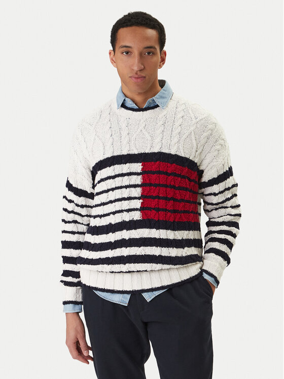 Tommy Hilfiger Pulover MW0MW42782 Écru