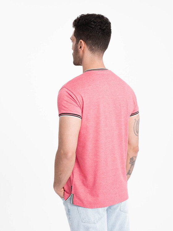 Ombre Ombre T-Shirt OM-TSCT-0175 Czerwony Casual Fit