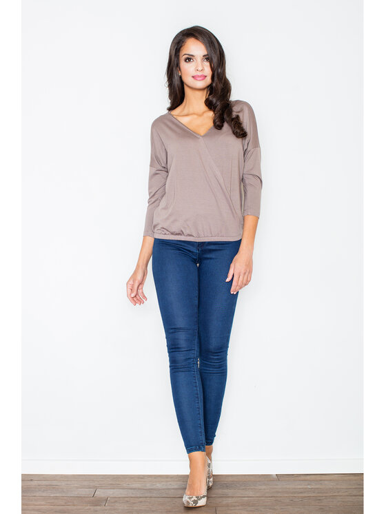 FIGL FIGL Blúzka M278 Hnedá Regular Fit
