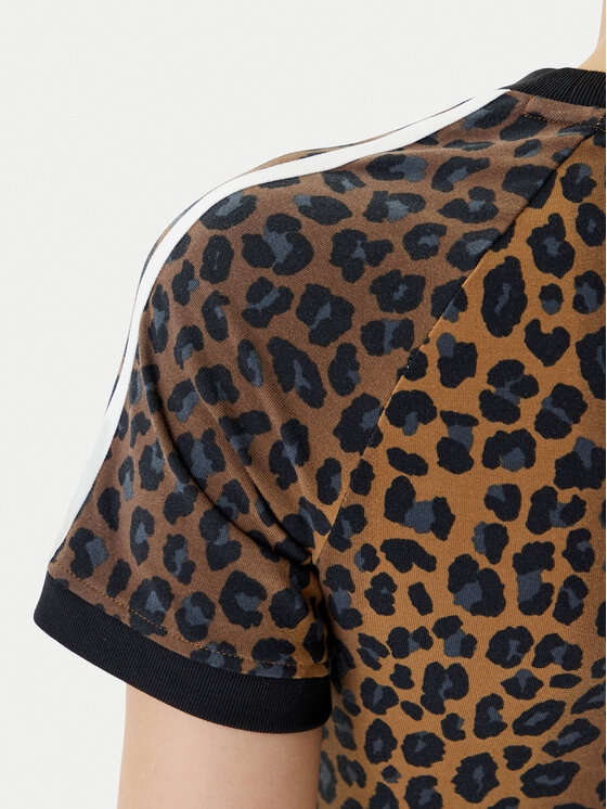adidas adidas T-shirt Leopard Cali JW7304 Smeđa Slim Fit