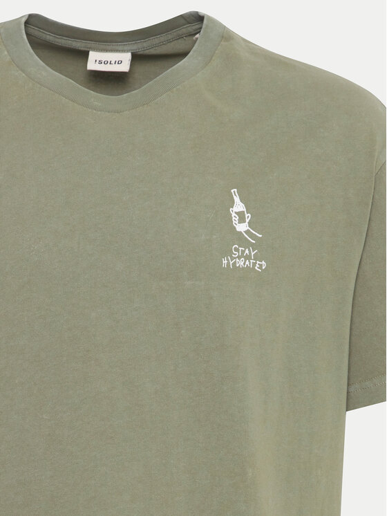 Solid Solid T-Shirt Ismail 21108240 Πράσινο Regular Fit