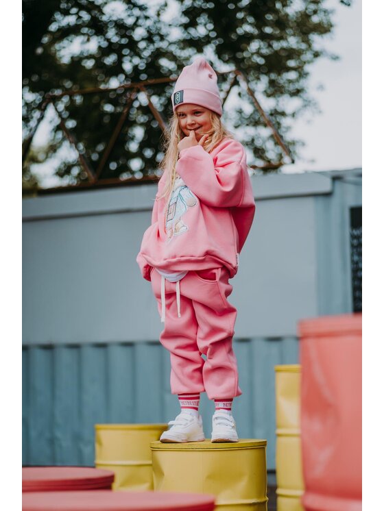 Bejbi Story Bejbi Story Bluza Bluza oversize Emily Teddy bez kaptura Różowy Oversize