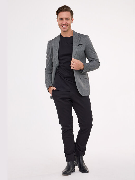 VILLARO VILLARO Marynarka MAR240 Szary Slim Fit