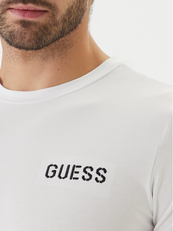 Guess Guess Tričko U6GM03 K6YW1 Biela Slim Fit