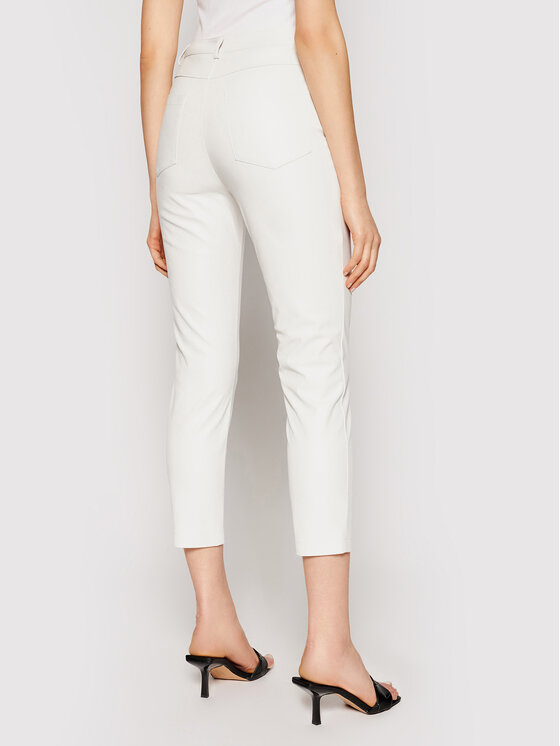 PINKO Pinko Παντελόνι από απομίμηση δέρματος Susan PE 21 BLK01 1G15ZV 7105 Λευκό Slim Fit