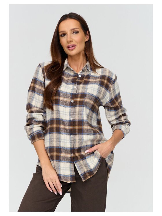 Makadamia Makadamia Koszula C75 Brązowy Loose Fit