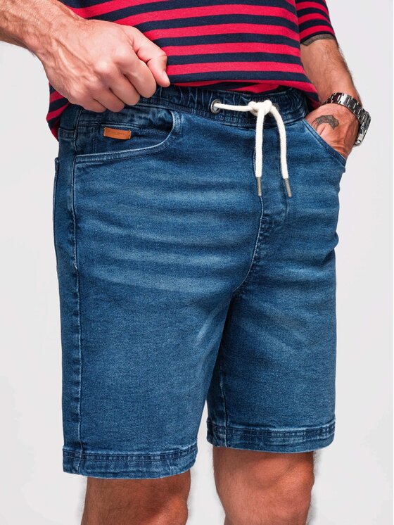 Ombre Ombre Džínové šortky OM-SRDS-0192 Tmavomodrá Slim Fit