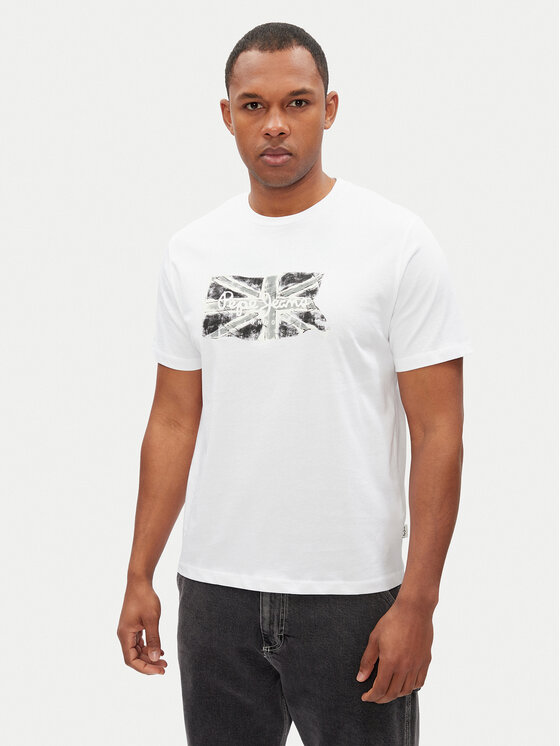 Pepe Jeans Pepe Jeans Tricou Flag PM509720 Alb Regular Fit