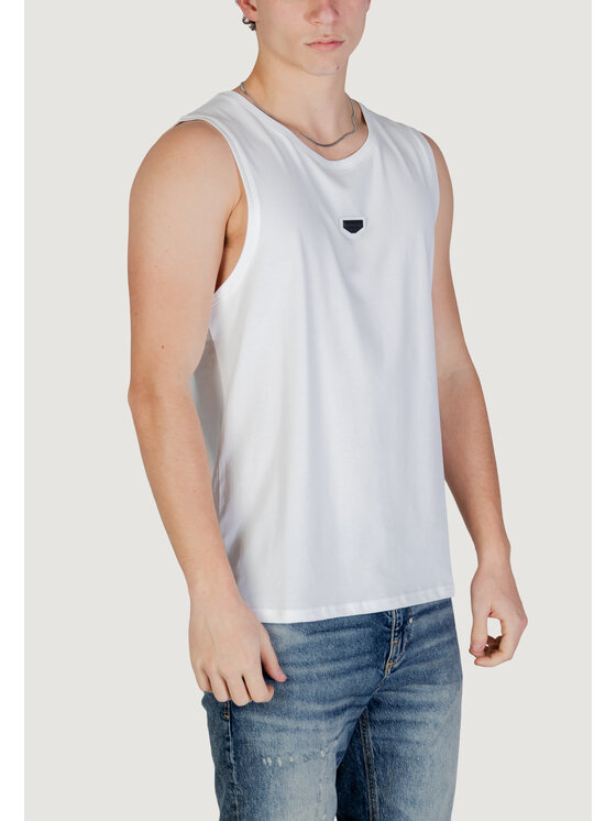 Antony Morato Antony Morato Smanicato REGULAR FIT WITH METAL RUBBER PLATE ON FRONT Bianco Regular Fit