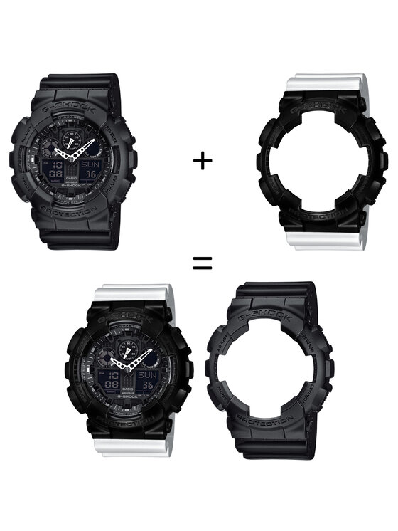 Casio Casio Hodinky SET GA-100-1A1ER + BEZEL 10523429 + PASEK 10347710 Bílá