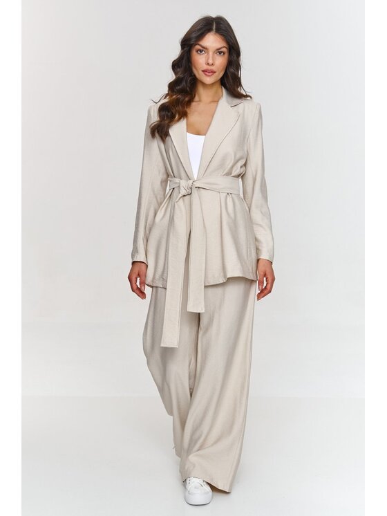 Makadamia Makadamia Garnitur m883 Beżowy Loose Fit