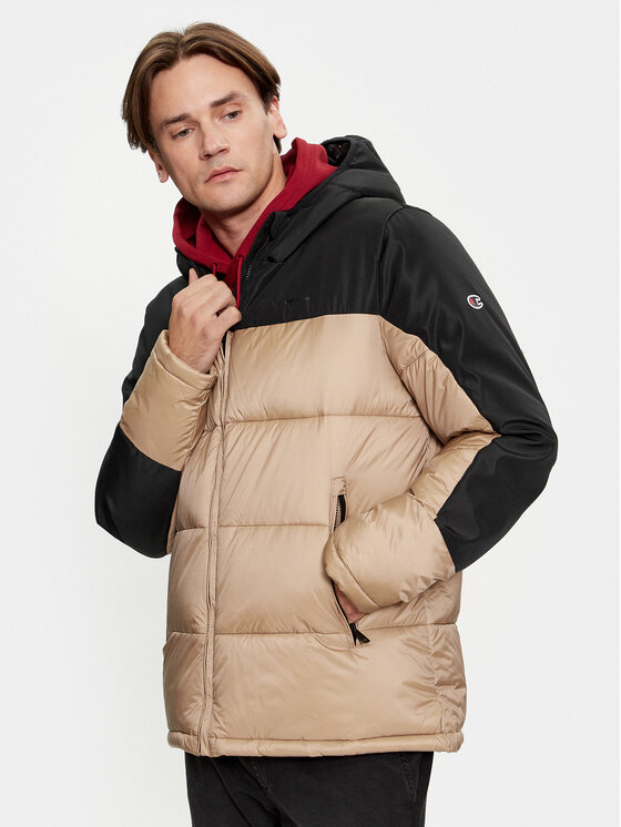 Champion Dūnu jaka Hooded Jacket 219190 Bēšs Regular Fit