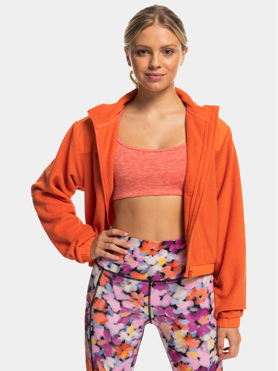 Roxy Fleecová mikina Wow Zip Up Jkt Plfl ERJPF03141 Oranžová Regular Fit