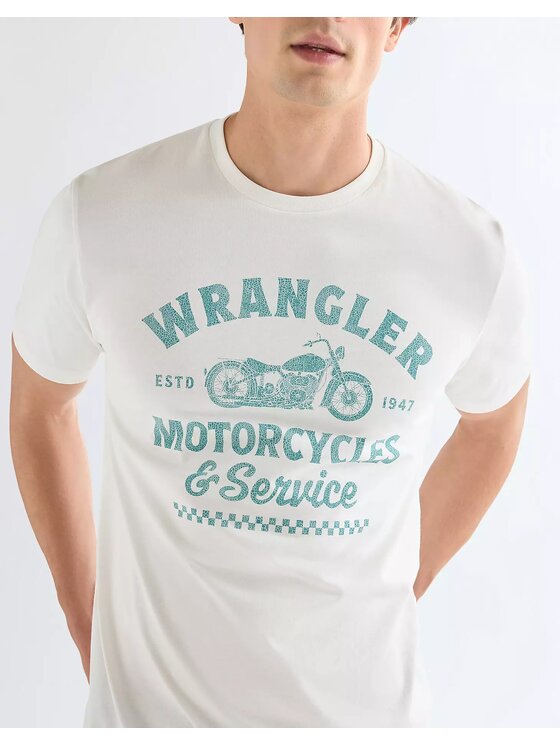 Wrangler Wrangler T-Shirt AMERICANA TEE Biały Regular Fit