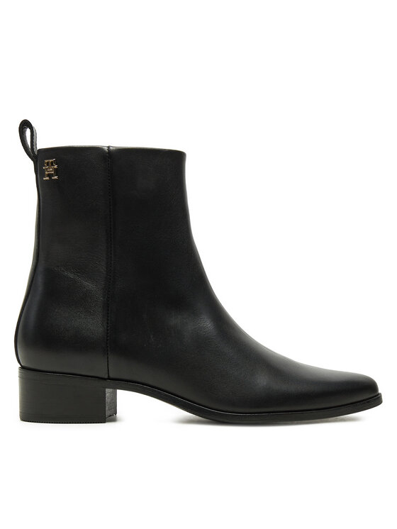 Tommy Hilfiger Tommy Hilfiger Боти Low Cowboy Flat Leather FW0FW08103 Черен