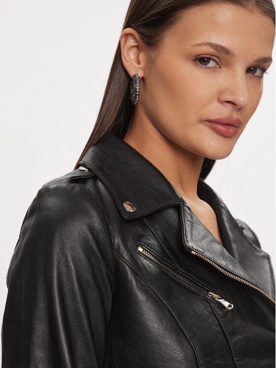 Patrizia Pepe Patrizia Pepe Μπουφάν δερμάτινο CO0732/L1HZ-K103 Μαύρο Regular Fit