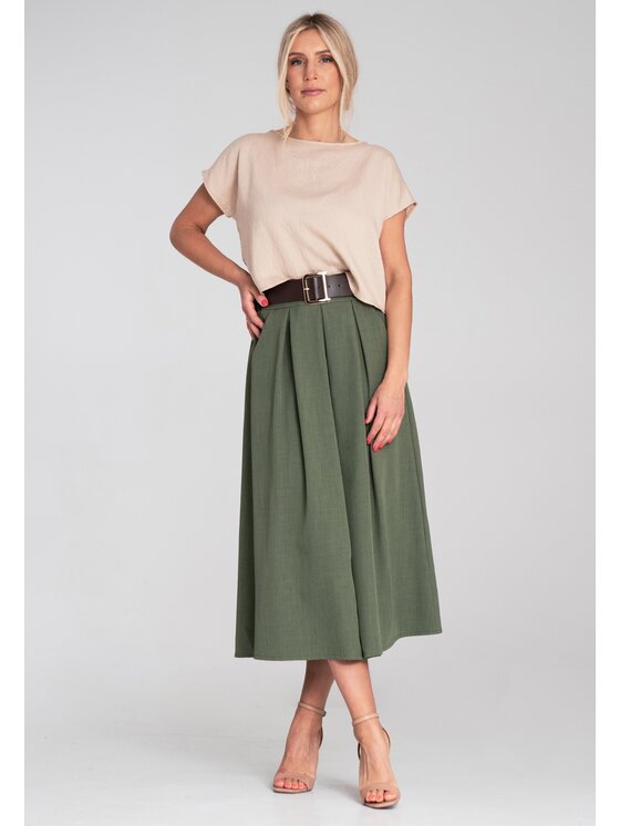 FIGL FIGL Spódnica midi M1201 Zielony Flared Fit
