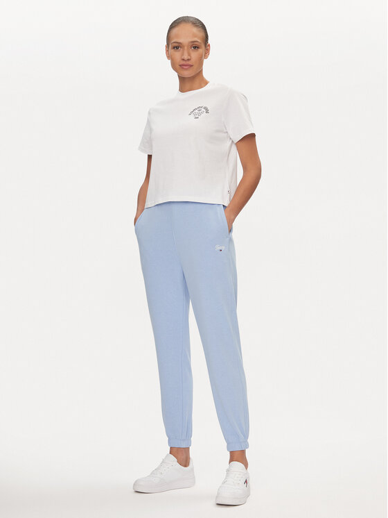 Tommy Jeans Tommy Jeans Spodnie dresowe Script DW0DW17771 Błękitny Relaxed Fit