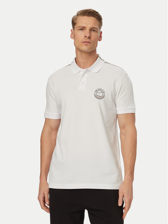 BOSS Tricou polo Open 50560261 Alb Regular Fit