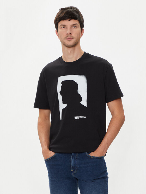 Karl Lagerfeld Jeans Tricou 245D1709 Negru Regular Fit