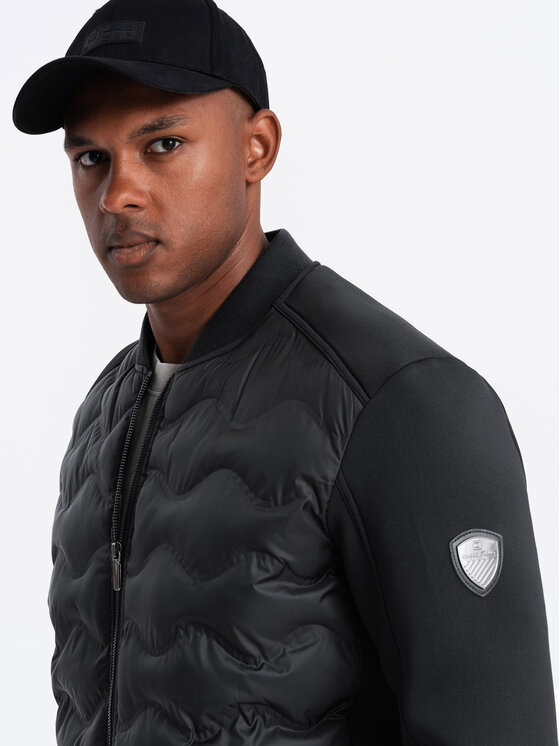 Ombre Ombre Bunda bomber OM-JALP-0141 Černá Regular Fit