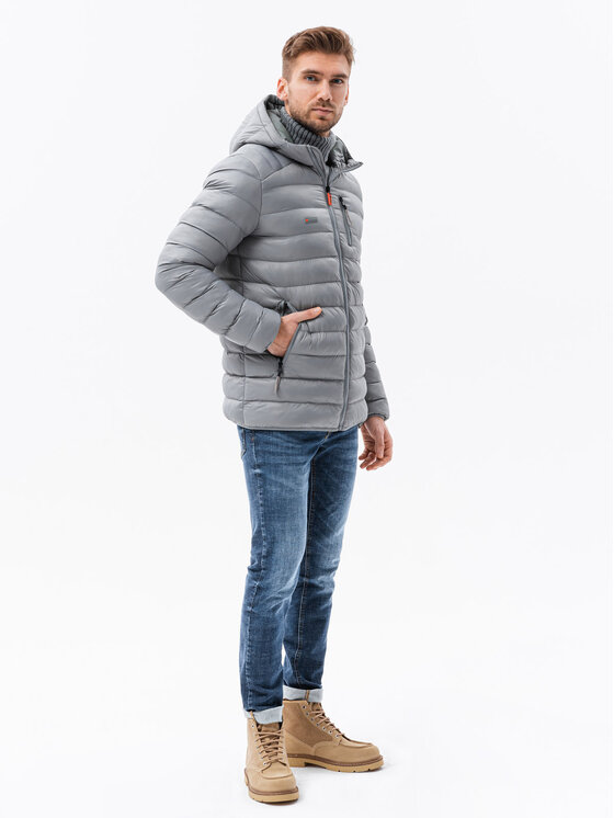 Ombre Ombre Zimní bunda C549 Šedá Regular Fit