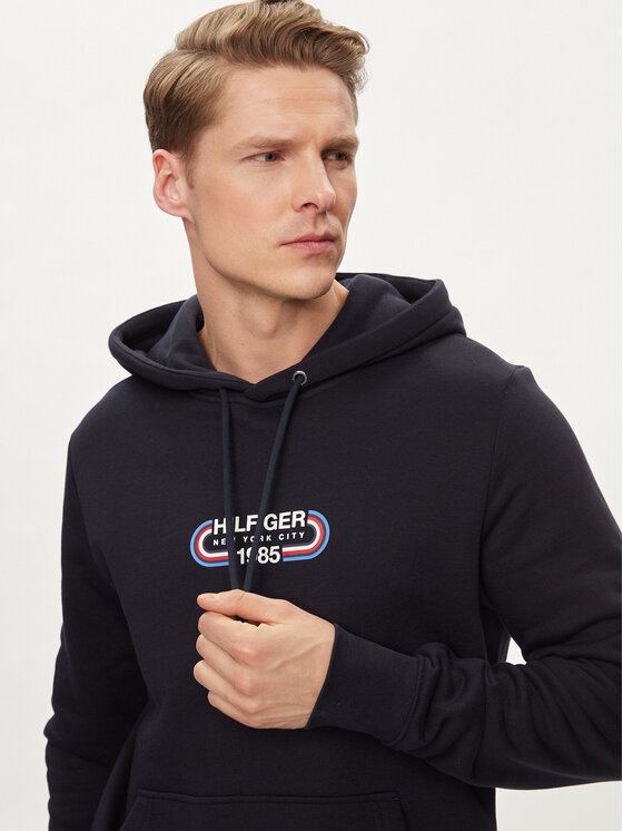 Tommy Hilfiger Tommy Hilfiger Pulóver Track Graphic MW0MW34445 Sötétkék Regular Fit