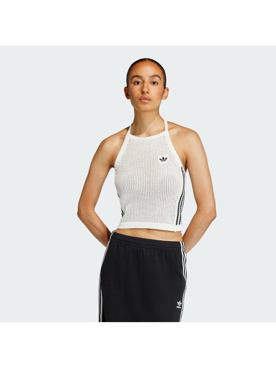 adidas Felső Knitted Crochet KC6485 Fehér Slim Fit
