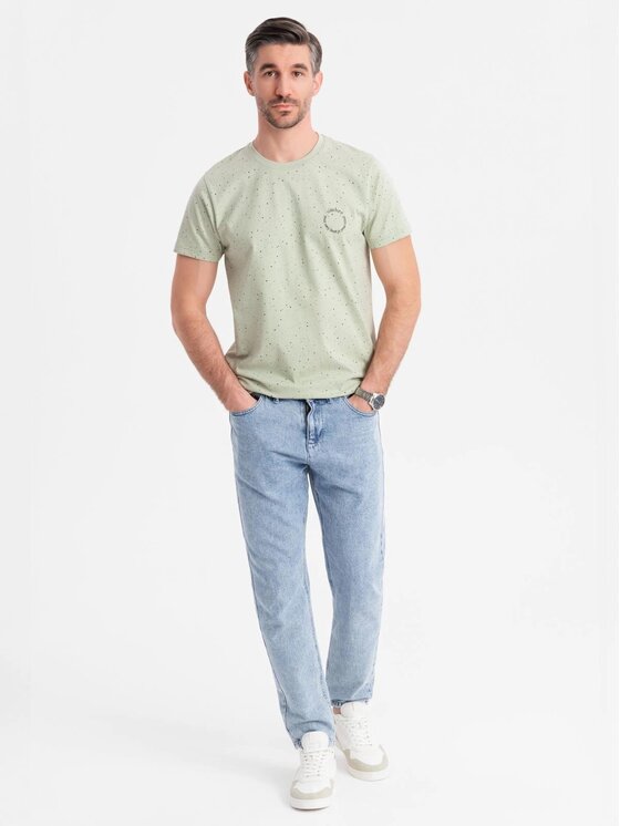 Ombre Ombre T-Shirt OM-TSFP-0186 Zielony Regular Fit