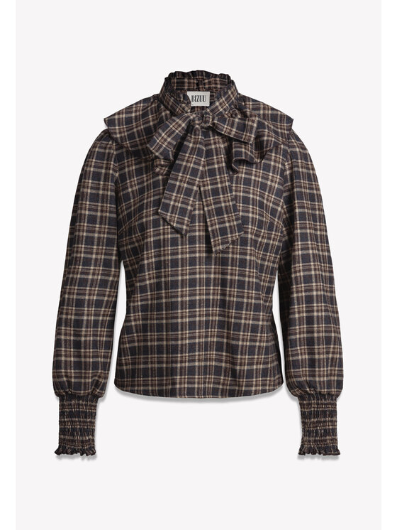 BIZUU BIZUU Košile FEY BOW CHECKED SHIRT Hnědá Standard Fit