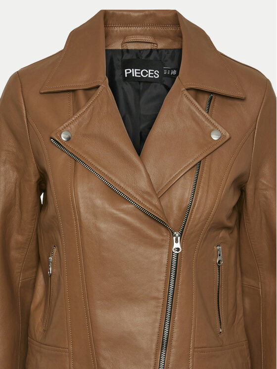Pieces Pieces Шкіряна куртка Susse 17106570 Коричневий Regular Fit