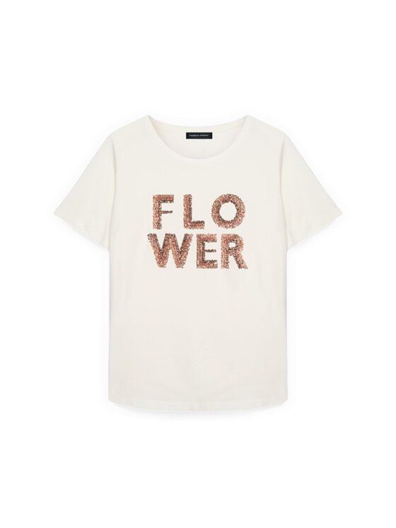 Fiorella Rubino Fiorella Rubino T-Shirt G04FL008914N011 Biały Regular Fit