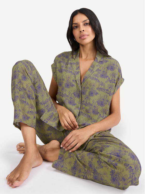 Triumph Triumph Piżama Boyfriend 10222611 Zielony Relaxed Fit