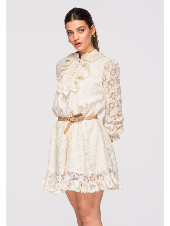Ombre Ombre Sukienka wieczorowa LA-OM-DLR299 Kremowy Loose Fit
