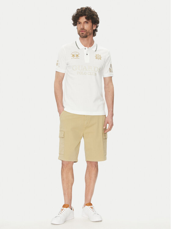 La Martina La Martina Polo marškinėliai Achille MAPG30 PK097 Balta Regular Fit