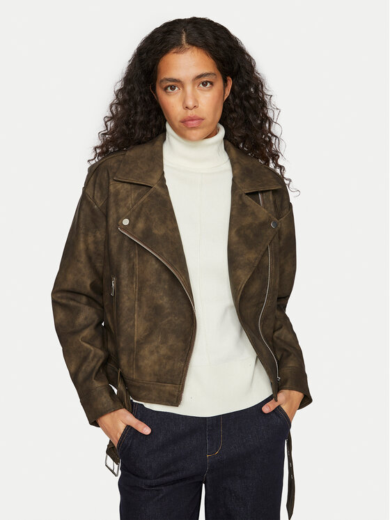 Vila Vila Giacca in similpelle Line 14102785 Marrone Regular Fit