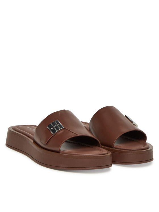 Calvin Klein Calvin Klein Natikači Flatform Slide W/Ck Hw - Lth HW0HW02368 Rjava