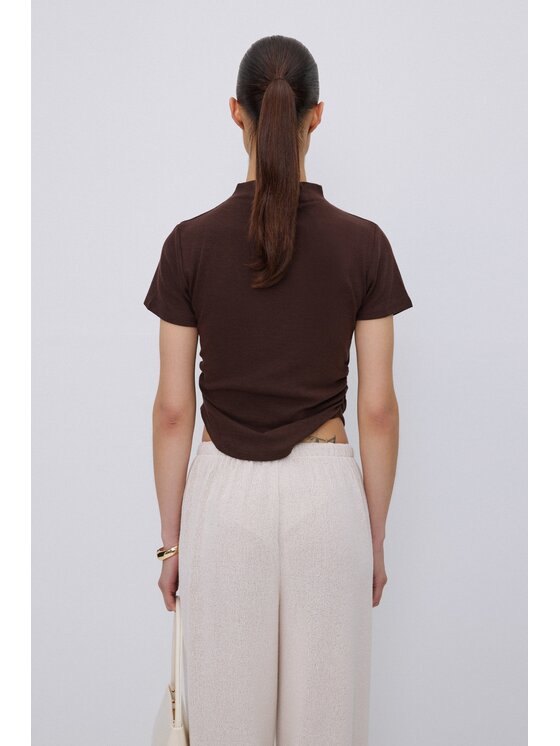Estro Estro T-shirt ER00119640 Beige scuro Slim Fit