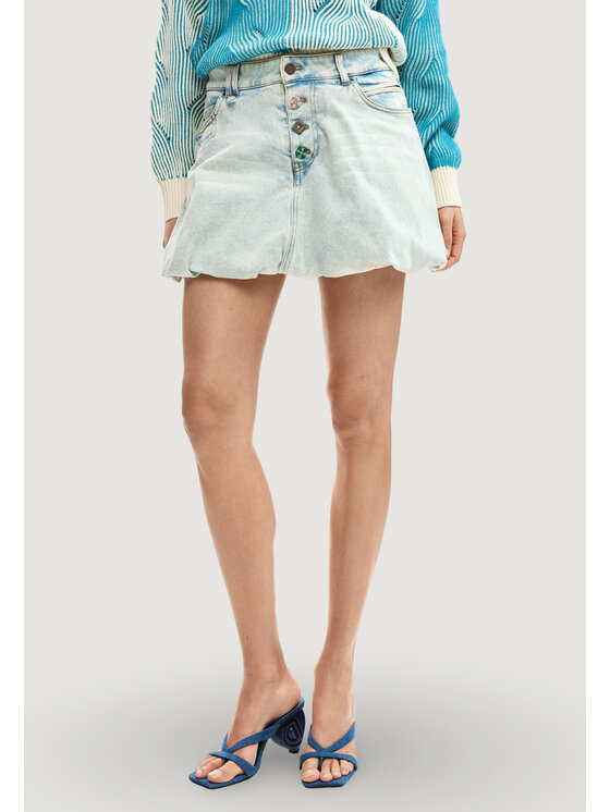 Desigual Desigual mini svārki FAL_GLOBO Zils Casual Fit