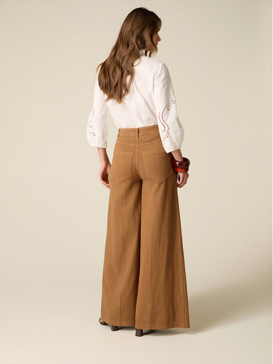 Oltre Oltre Spodnie materiałowe P016R008951N022 Brązowy Baggy Fit