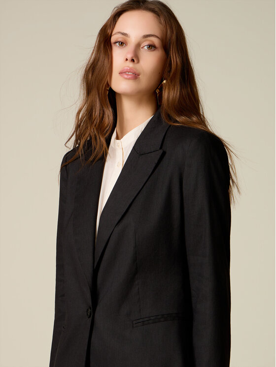Oltre Oltre Marynarka Q002R004620N033 Czarny Regular Fit