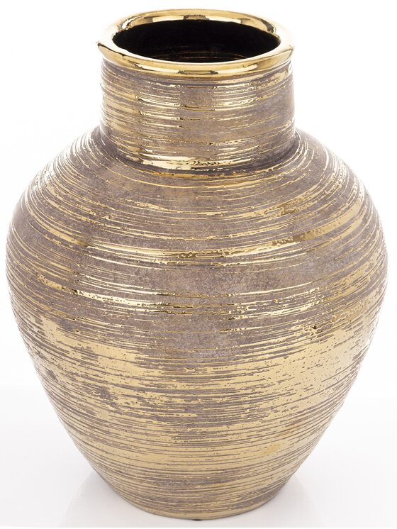 MIAhome MIAhome Wazon ceramiczny złoty, postarzany 35x26x26 cm JULITTA big Złoty